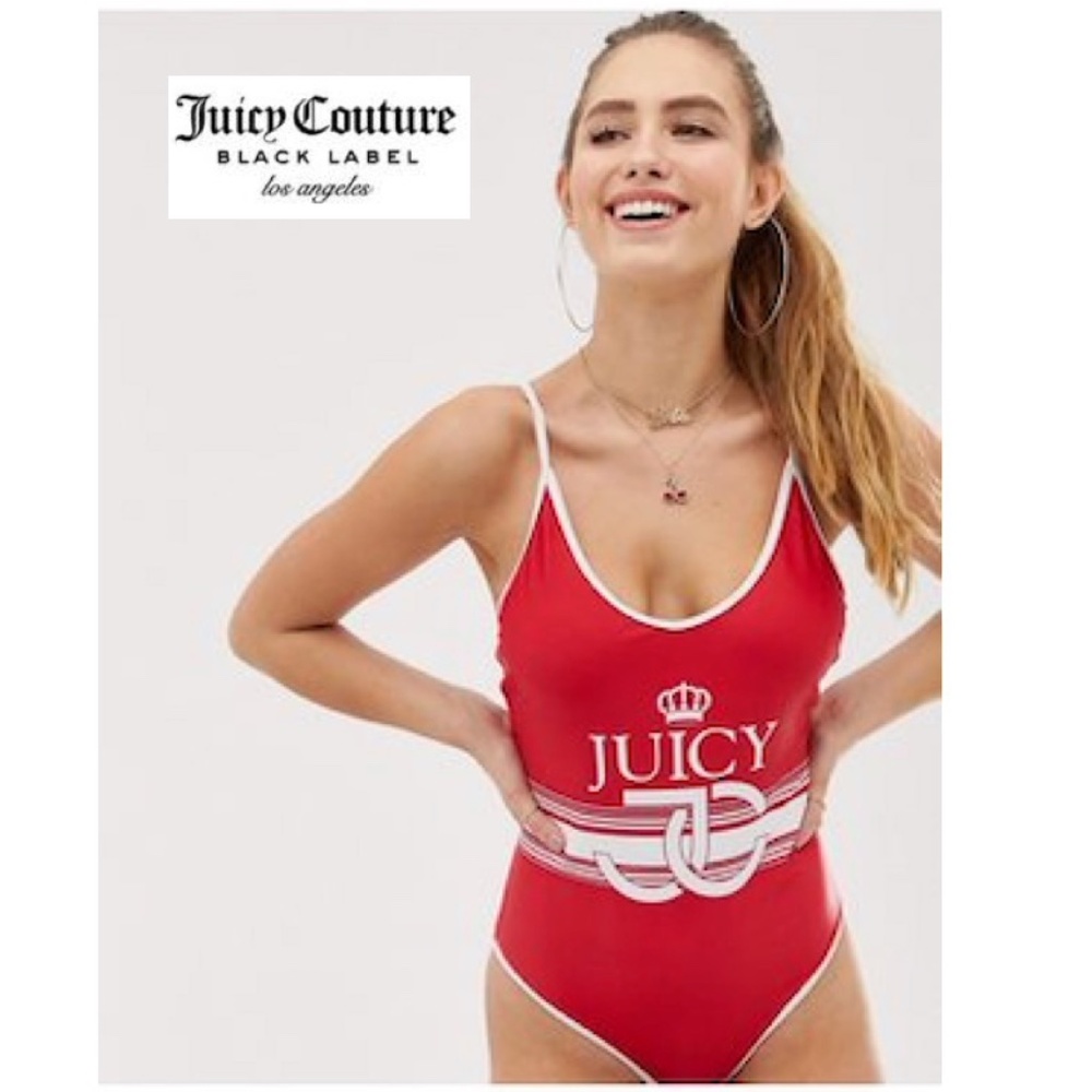 NWT JUICY COUTURE Logo RED One-Piece Swimsuit